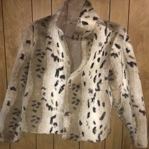Faux Fur/leather reversible leopard print Jacket